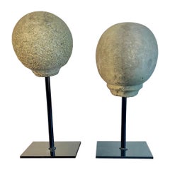 Pair of Mounted Spheres on Iron Bases