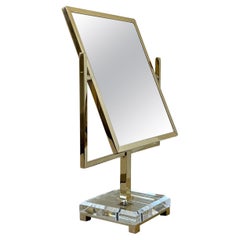 Polished Brass and Acrylic Vanity Mirror by Charles Hollis Jones