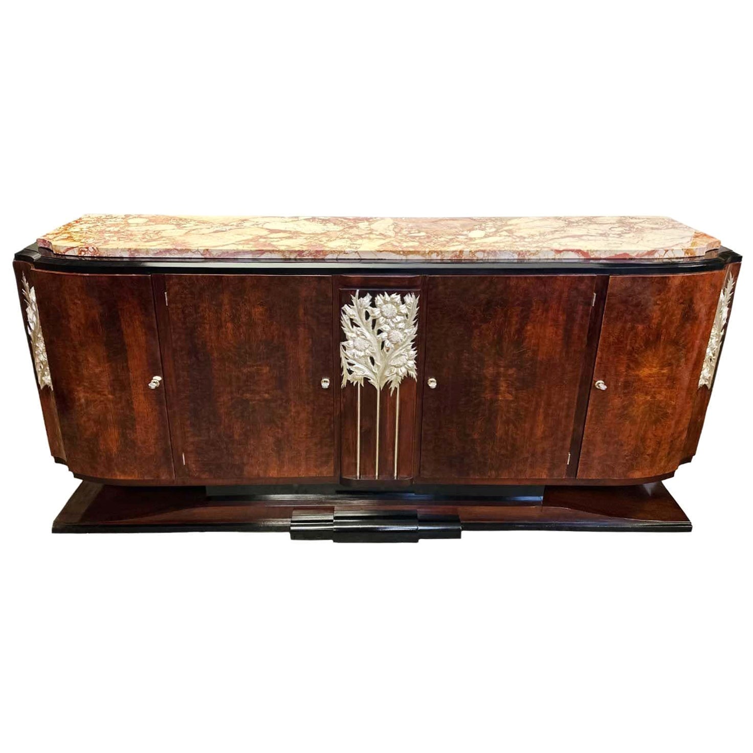 French Art Deco Credenza with Marble Top, c. 1920's For Sale