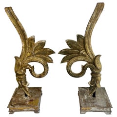 Pair of Giltwood Italian Fragments Mounted on Wood Bases