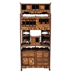 Antique Japanese Showa Marquetry Shadona Cabinet, 1920s