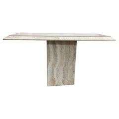 70s Italian Travertine Modernist Console Table