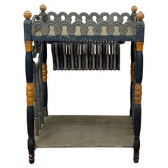 Primative Folk Art Dutch Side Table, With Intricate Hand Carved Detail
