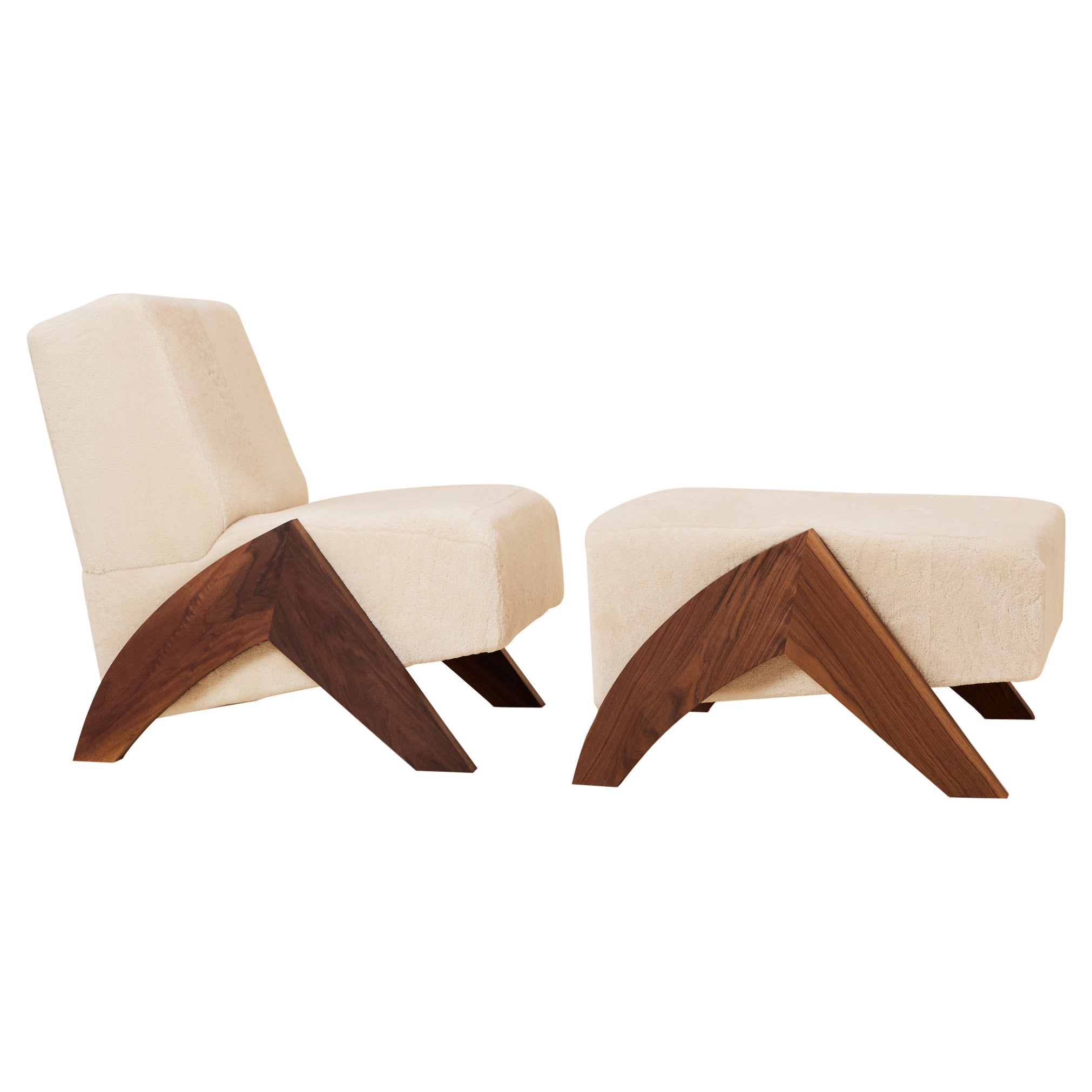 The Enzo Shearling Chair and Ottoman by Arjé For Sale