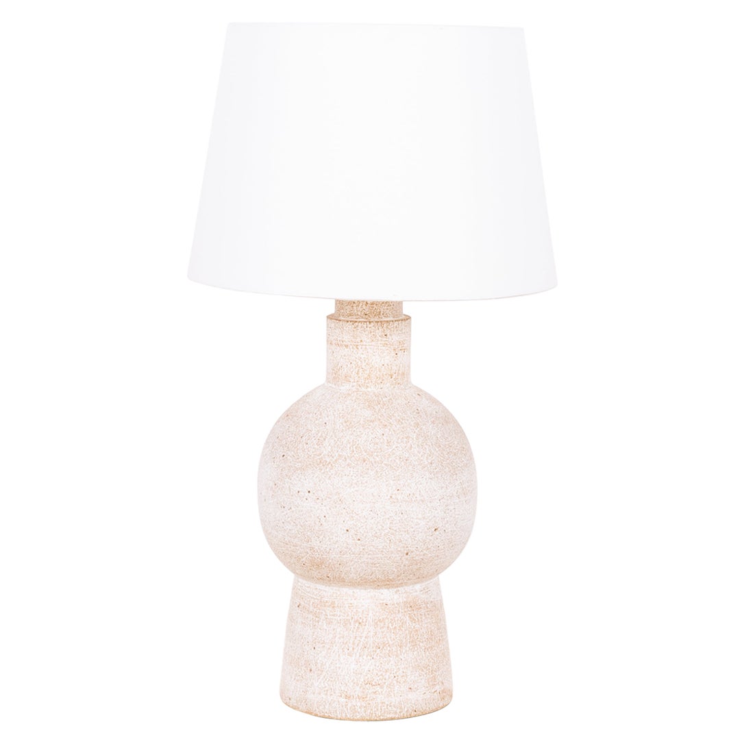 White 'Bilboquet' Stoneware Lamp by Design Frères For Sale