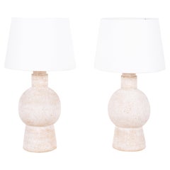 Pair of White 'Bilboquet' Stoneware Lamps by Design Frères