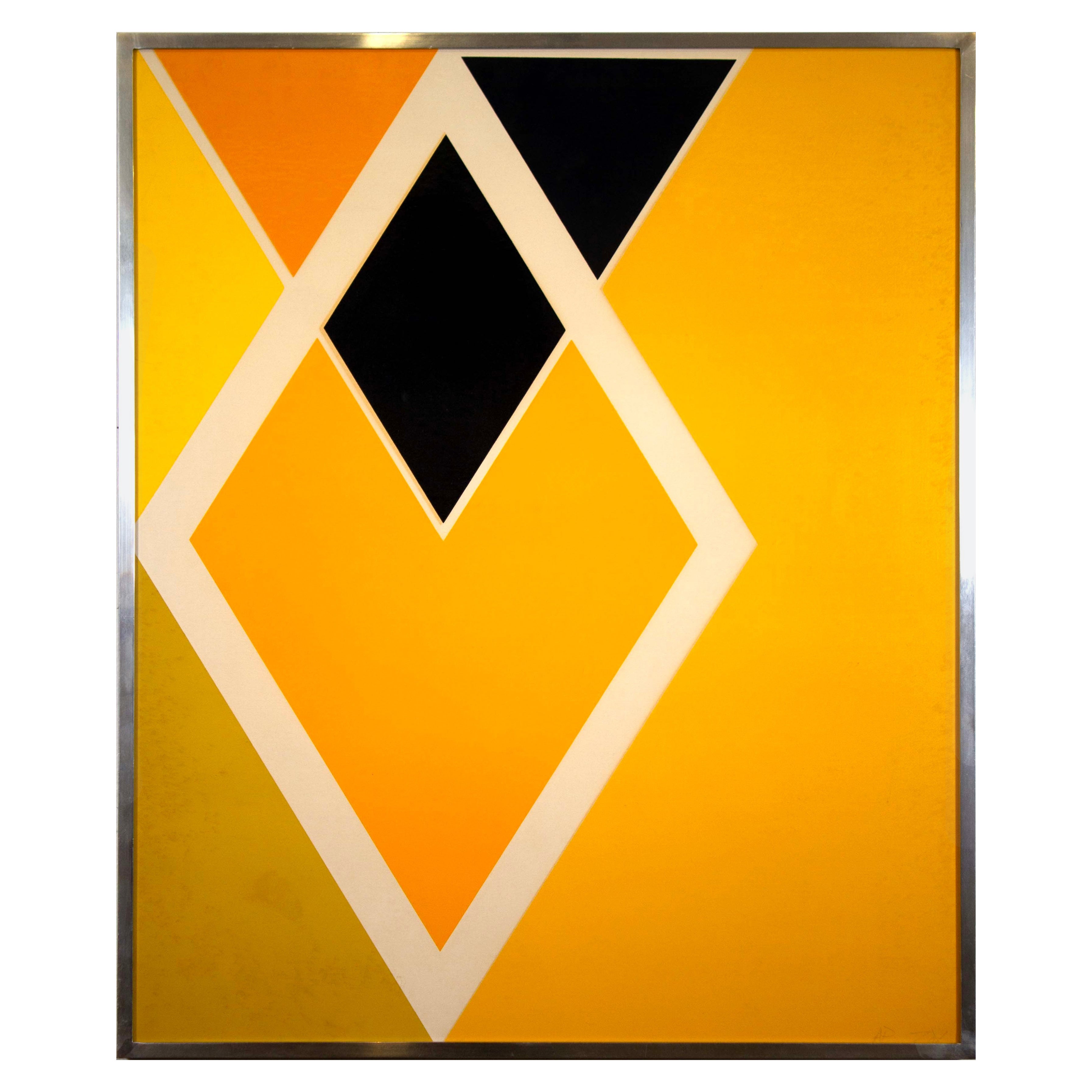 Larry Zox Diamond Drill (Yellow, Black, & White) Signed Modern Serigraph For Sale