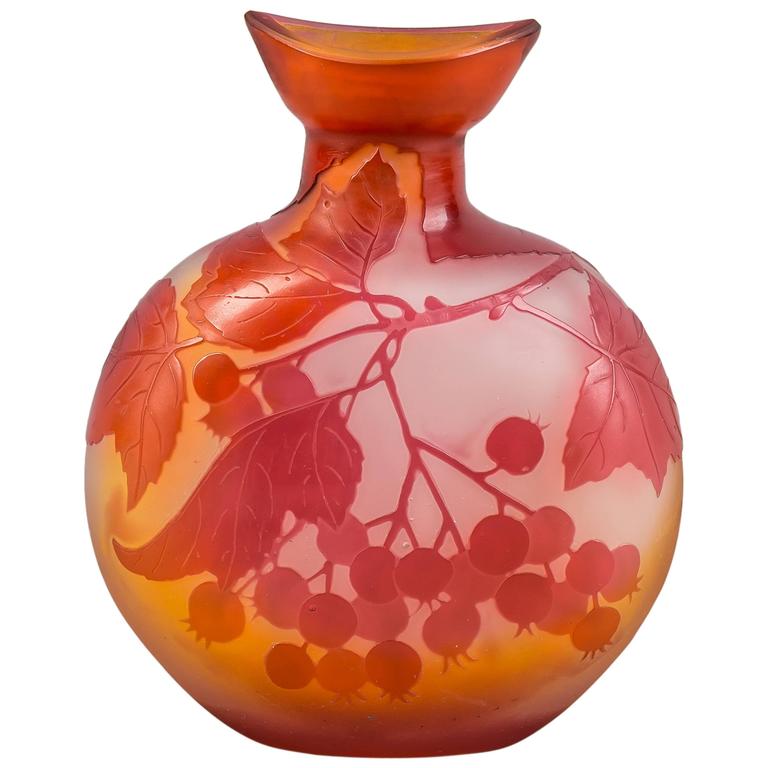 Galle Cameo Glass Vase, circa 1900 For Sale at 1stdibs