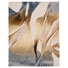 Abstract Modern Wool & Silk Rug Handmade With Earthy Hues