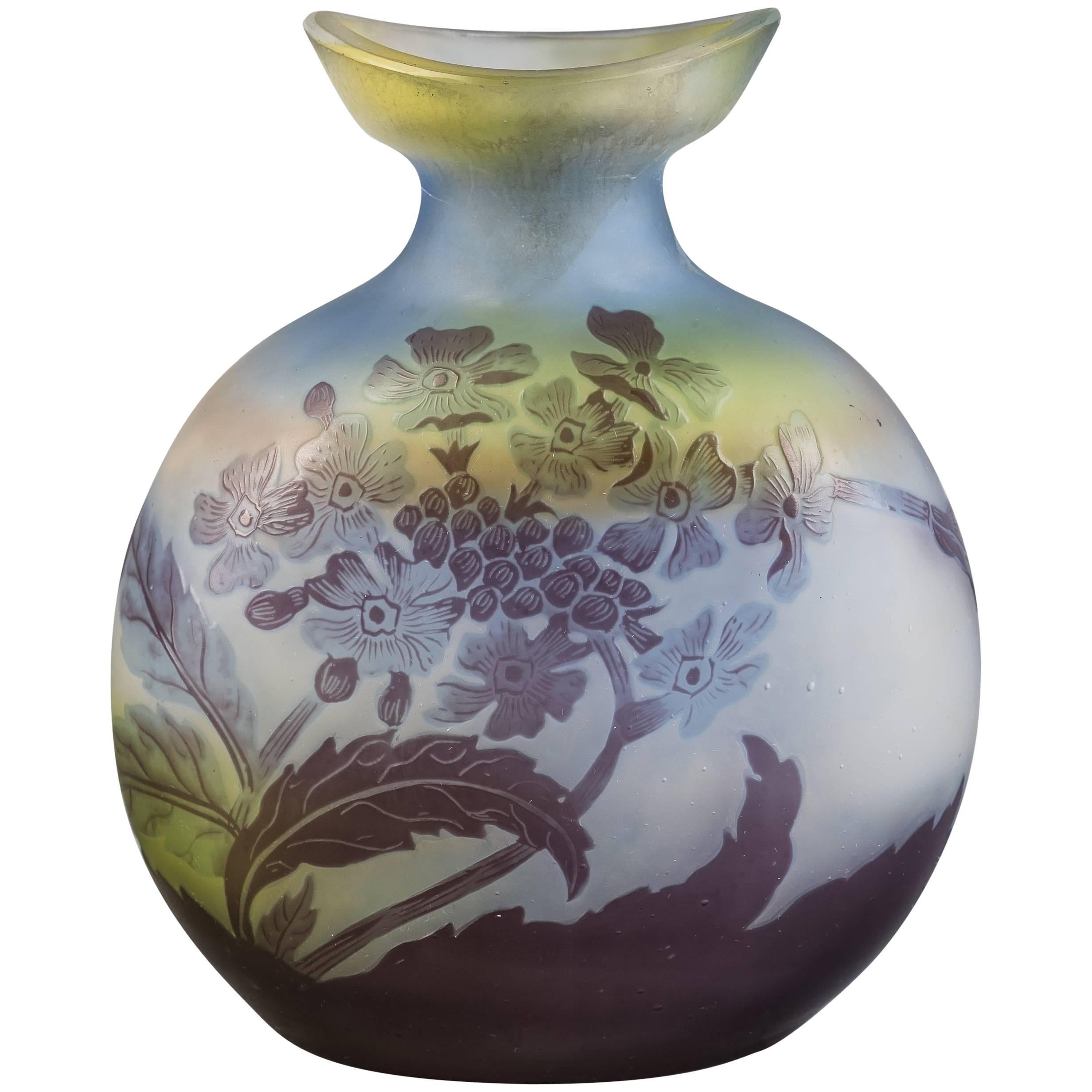 Vase en verre Galle Cameo, vers 1900