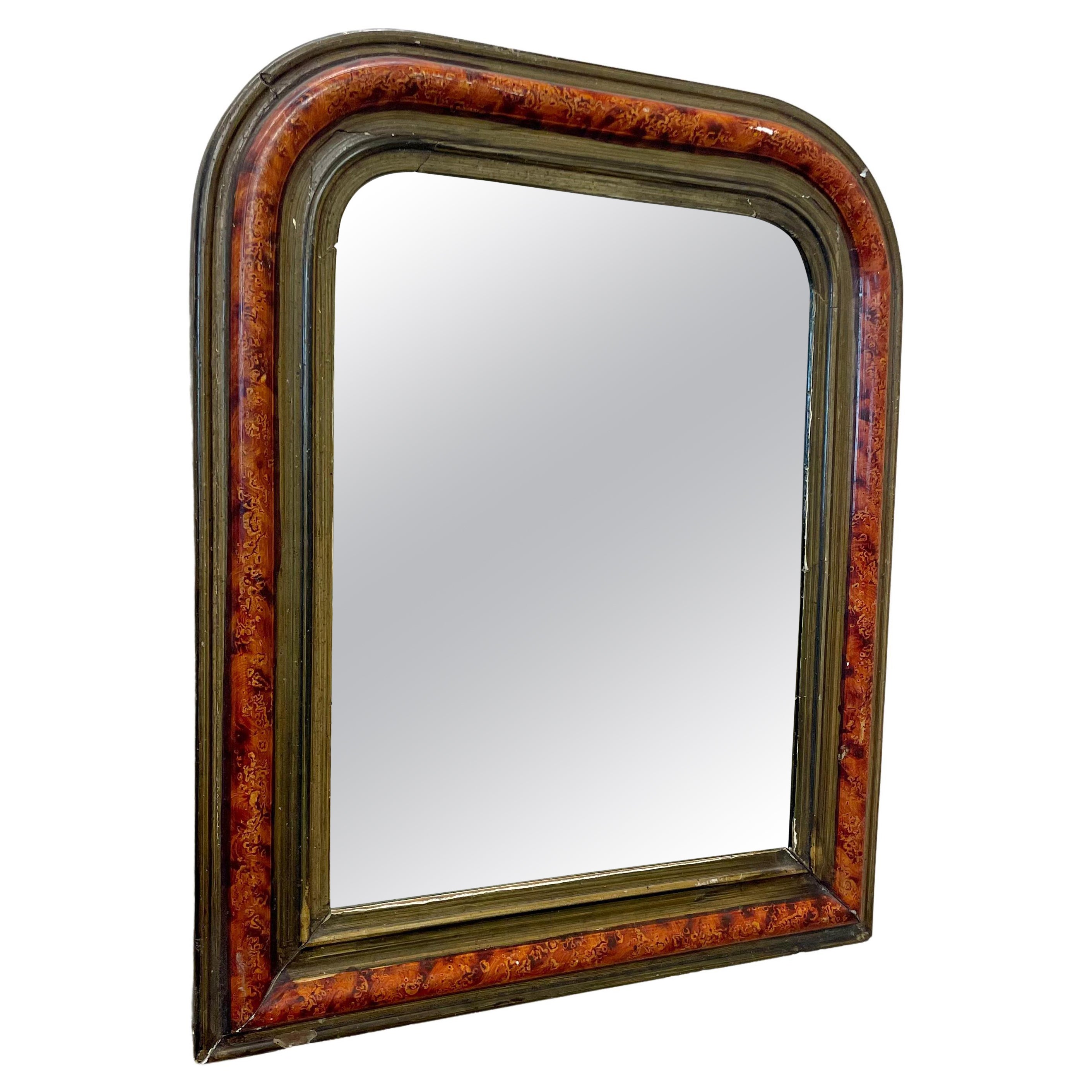 19th Century French Faux Grain Louis Philippe Mirror For Sale