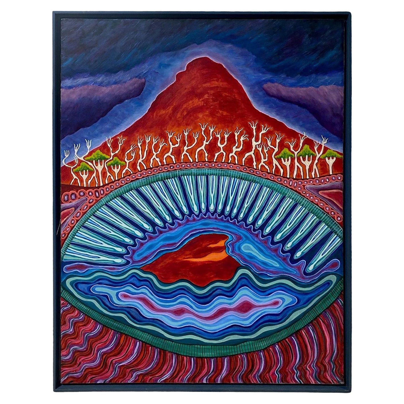 Sally Morgan Firmado Arte aborigen australiano Pintura original Bar de mármol Piscina