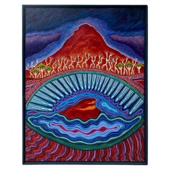 Sally Morgan Firmato Arte Aborigena Australiana Pittura Originale Bar Piscina in Marmo