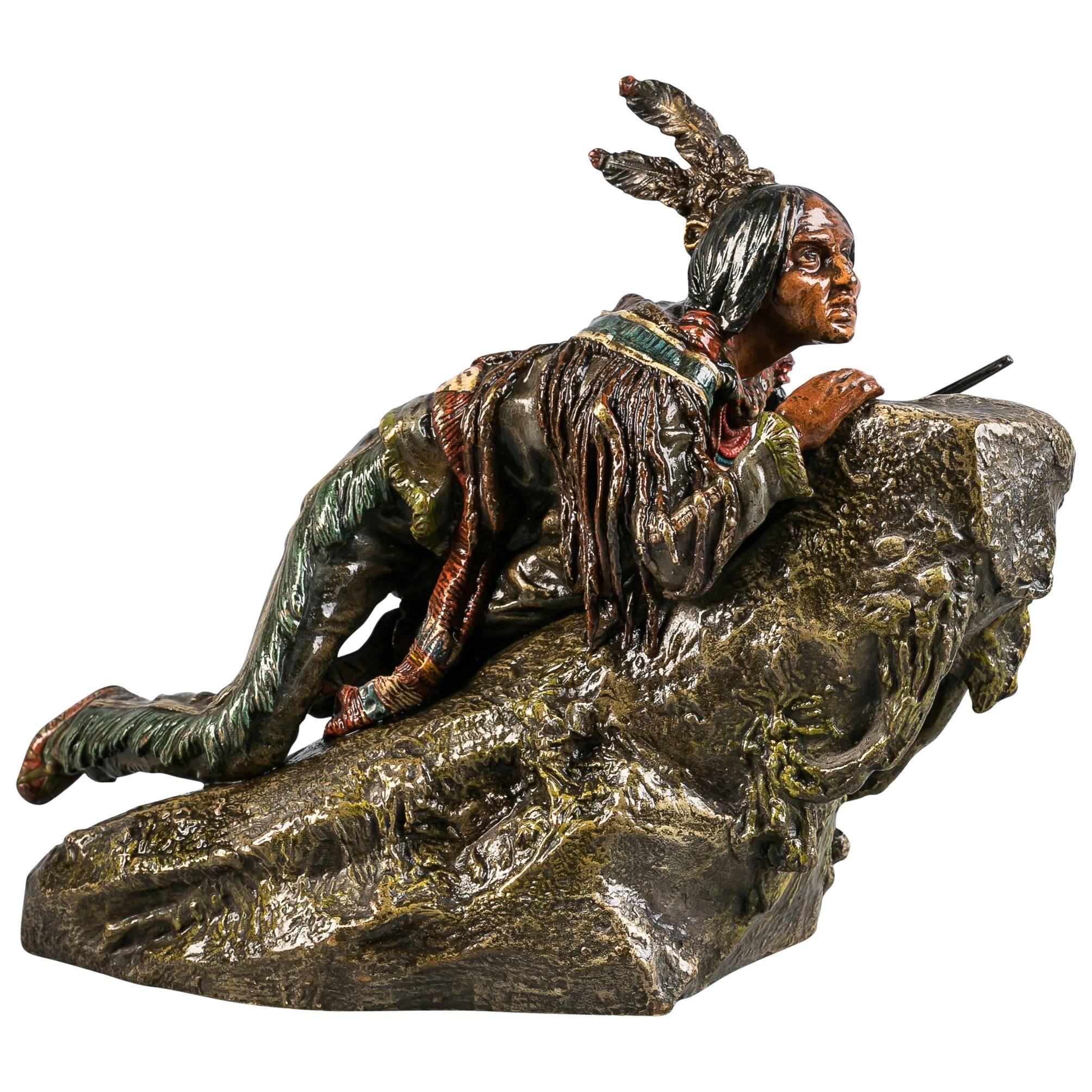 Austrian Bronze Indian Group, Carl Kauba (1865-1922) For Sale