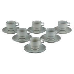Vintage Jens Harald Quistgaard, Bing & Grøndahl. Colombia, six coffee cups with saucers