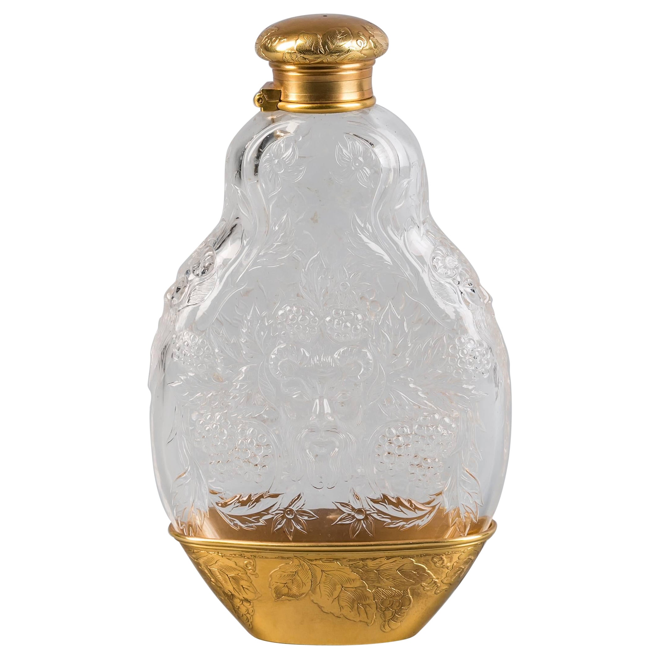 Fiaschetta in vetro e oro Tiffany 18 carati, 1905 circa