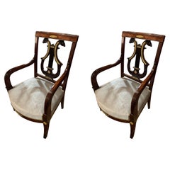 Used Pair of 19th Century Mahogany French Regence Library Chairs