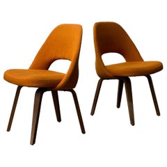 Armless Executive Chairs with Wood Base by Eero Saarinen for Knoll Associates