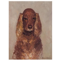 Vintage Søren Edsberg, Danish artist. Portriat of a dog. Cocker spaniel. Oil on canvas. 