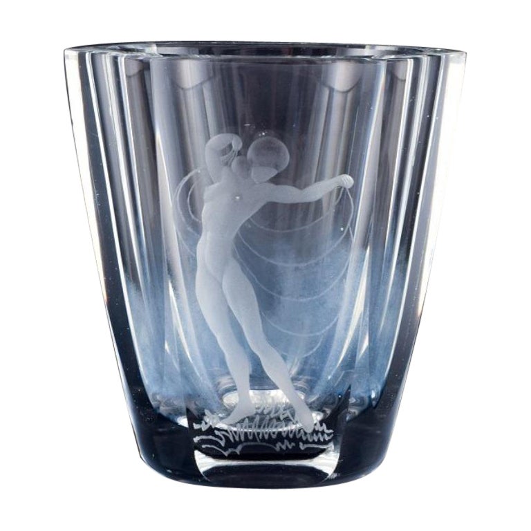 Lars Kjellander pour Kosta, Suède, vase en verre d'art en verre transparent. années 1930