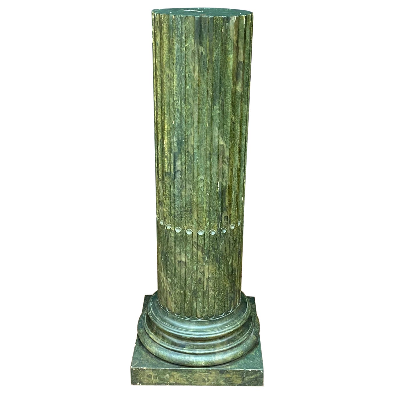 original painted wooden pedestal, imitating marble circa 1900  For Sale