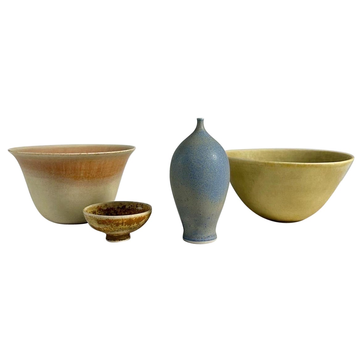 Set of Four Vivi Calissendorff Vase & Bowls Stoneware Sweden 1960s