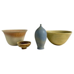 Vintage Set of Four Vivi Calissendorff Vase & Bowls Stoneware Sweden 1960s