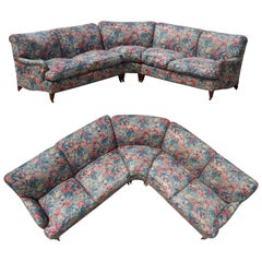 Vintage HOWARD & SON'S LONDON BRIDGEWATER LARGE 5 SEAT CORNER SOFA FLORAL FABRiC