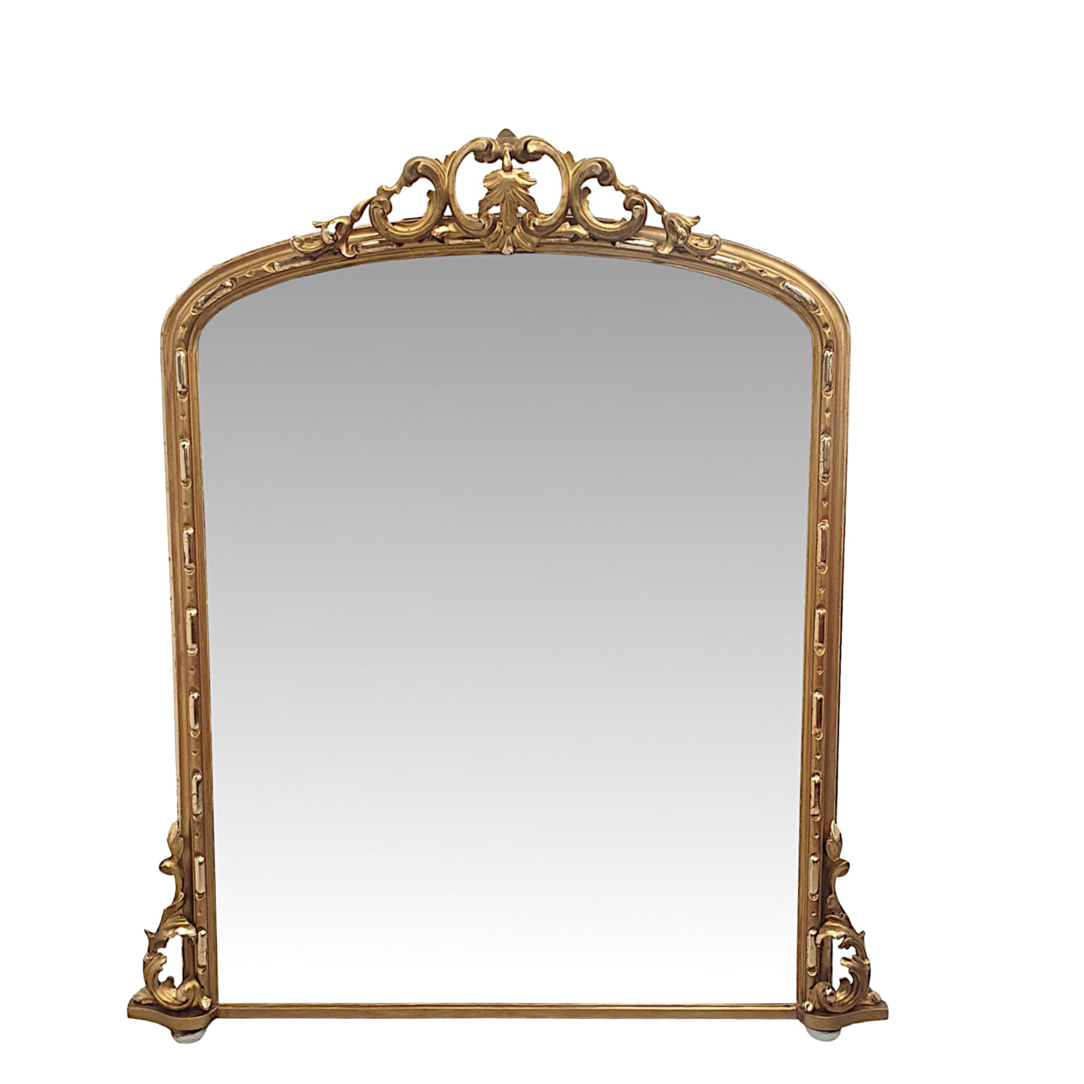 A Fabulous Large 19th Century Giltwood Overmantle Mirror