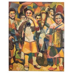 Vintage Aymery Rolland Musician Painting