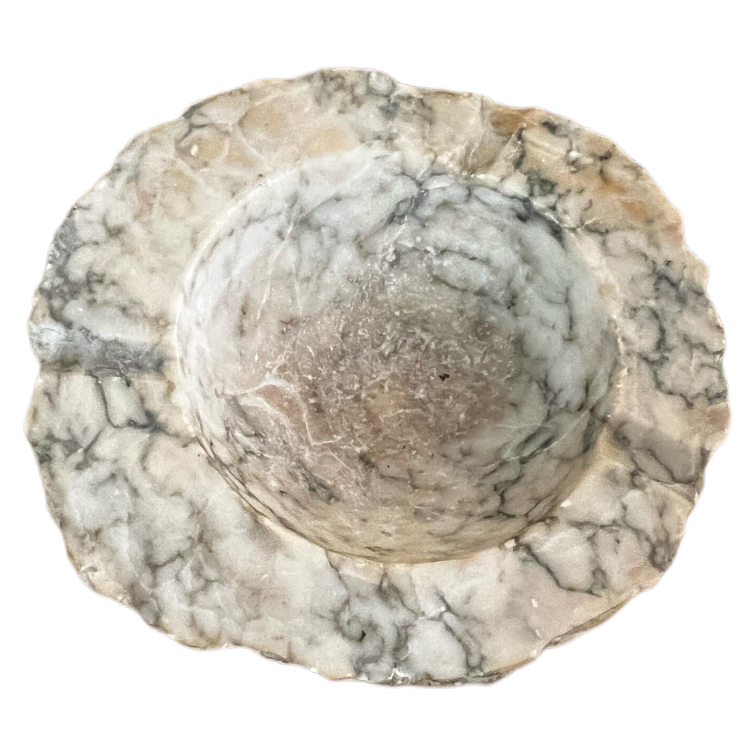 Cendrier vintage en marbre albâtre massif fabriqué en Italie 