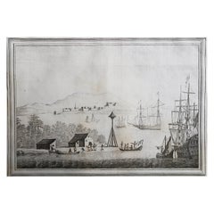 Original Antique Marine / Travel Print. Ships Off Honduras Bay. C.1780 