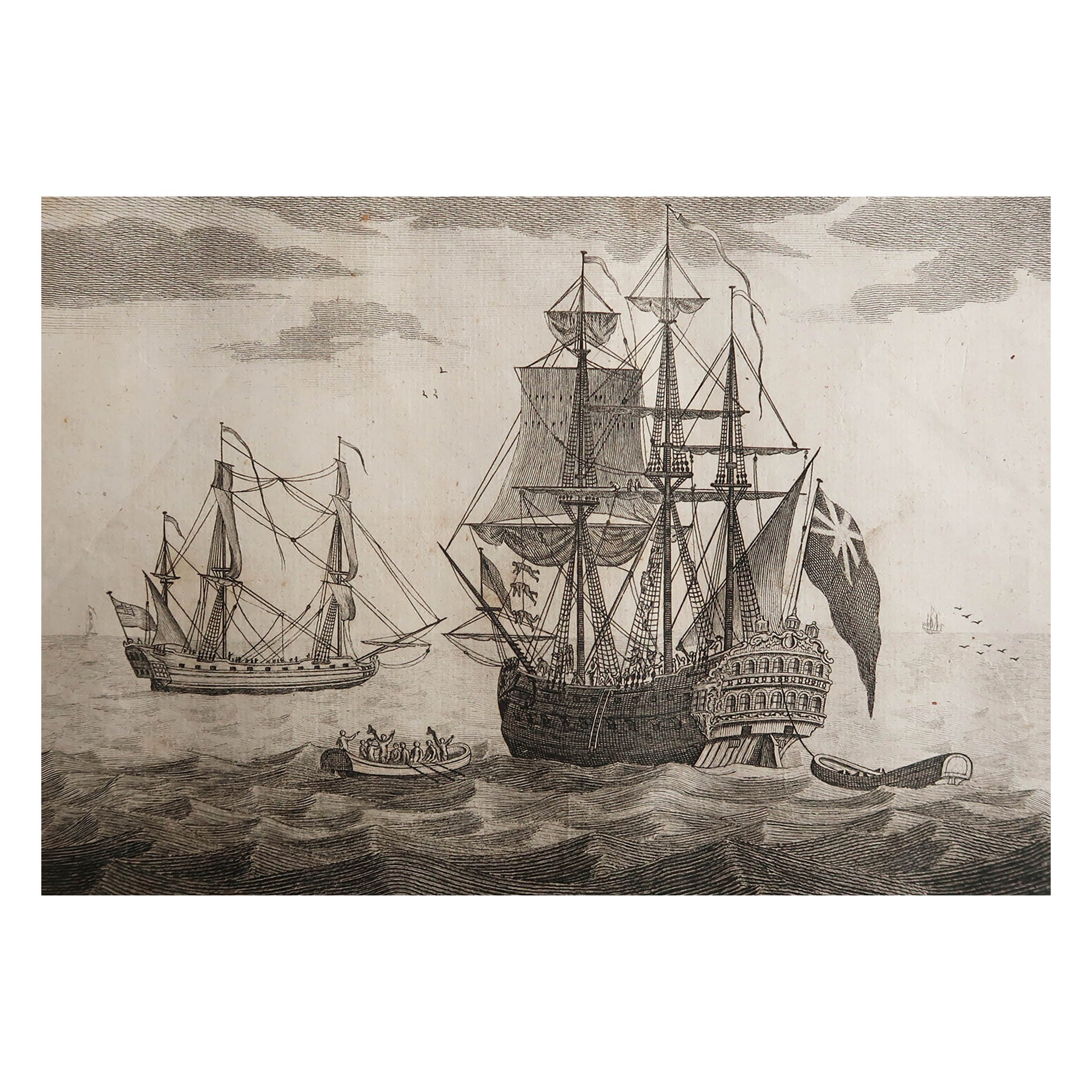 Original Antique Marine Print. Navigating The Tropics. C.1780 For Sale
