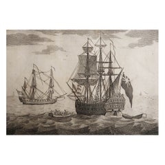 Original Antique Marine Print. Navigating The Tropics. C.1780