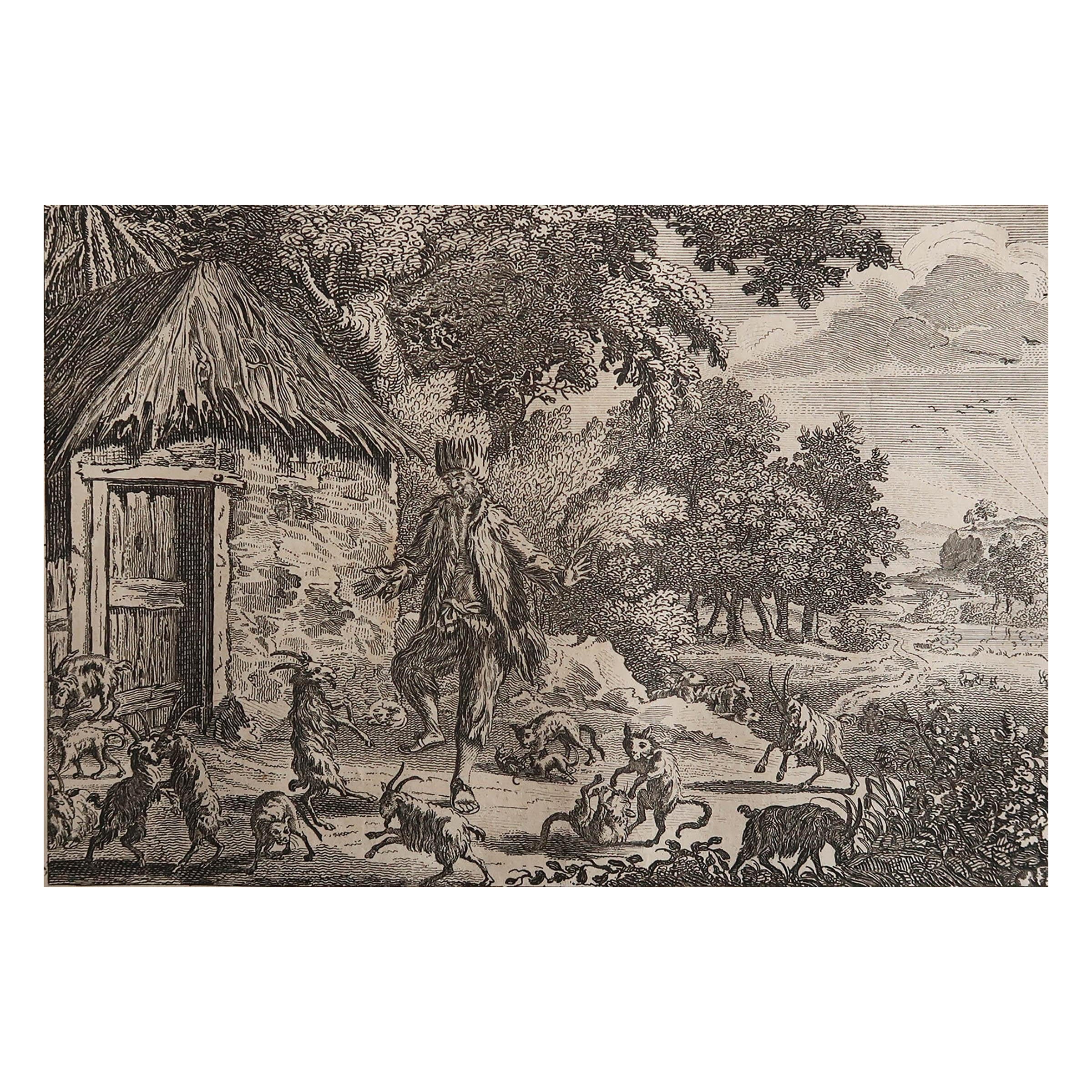 Original Antique Print of The Real Robinson Crusoe. C.1780 For Sale