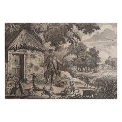 Impression ancienne d'origine du vrai Robinson Crusoe. C.1780