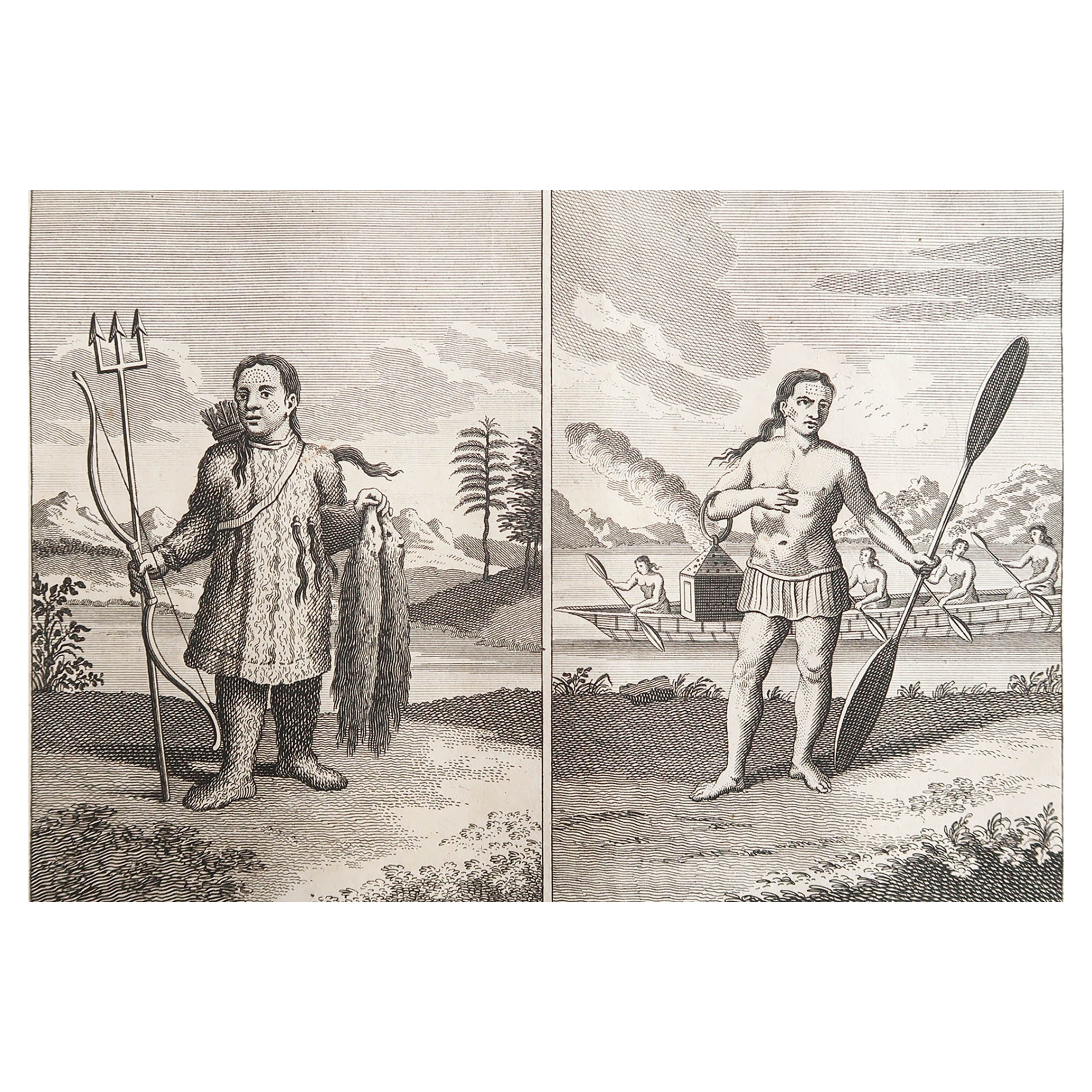 Original Antique Ethnographical Print of Indigenous Siberians. C.1780 For Sale