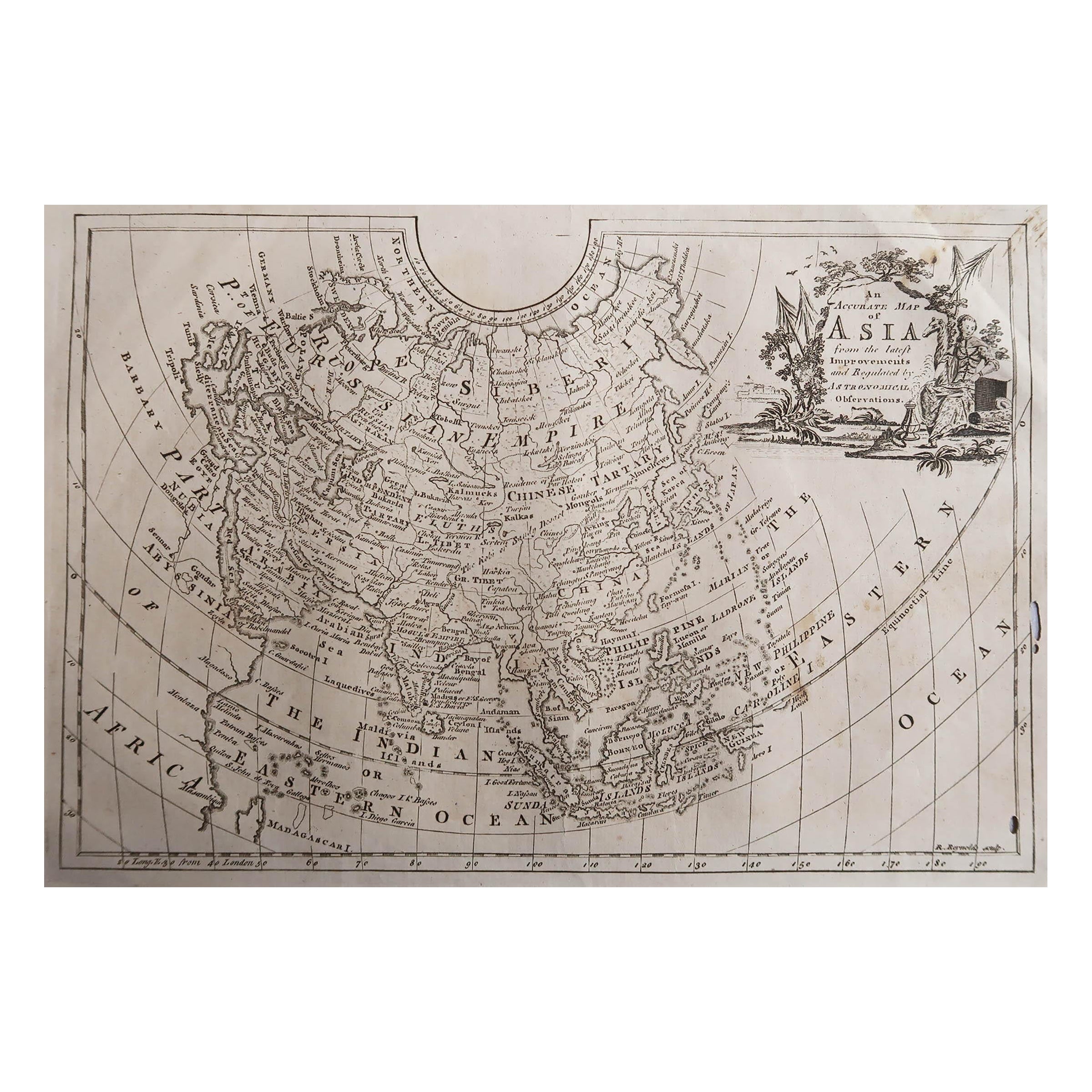 Original Antique Map of Asia. C.1780