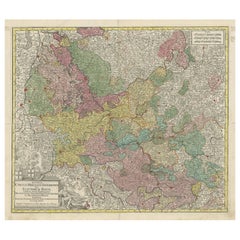 Carte ancienne de la région de Trier, Mainz et Cologne, Allemagne
