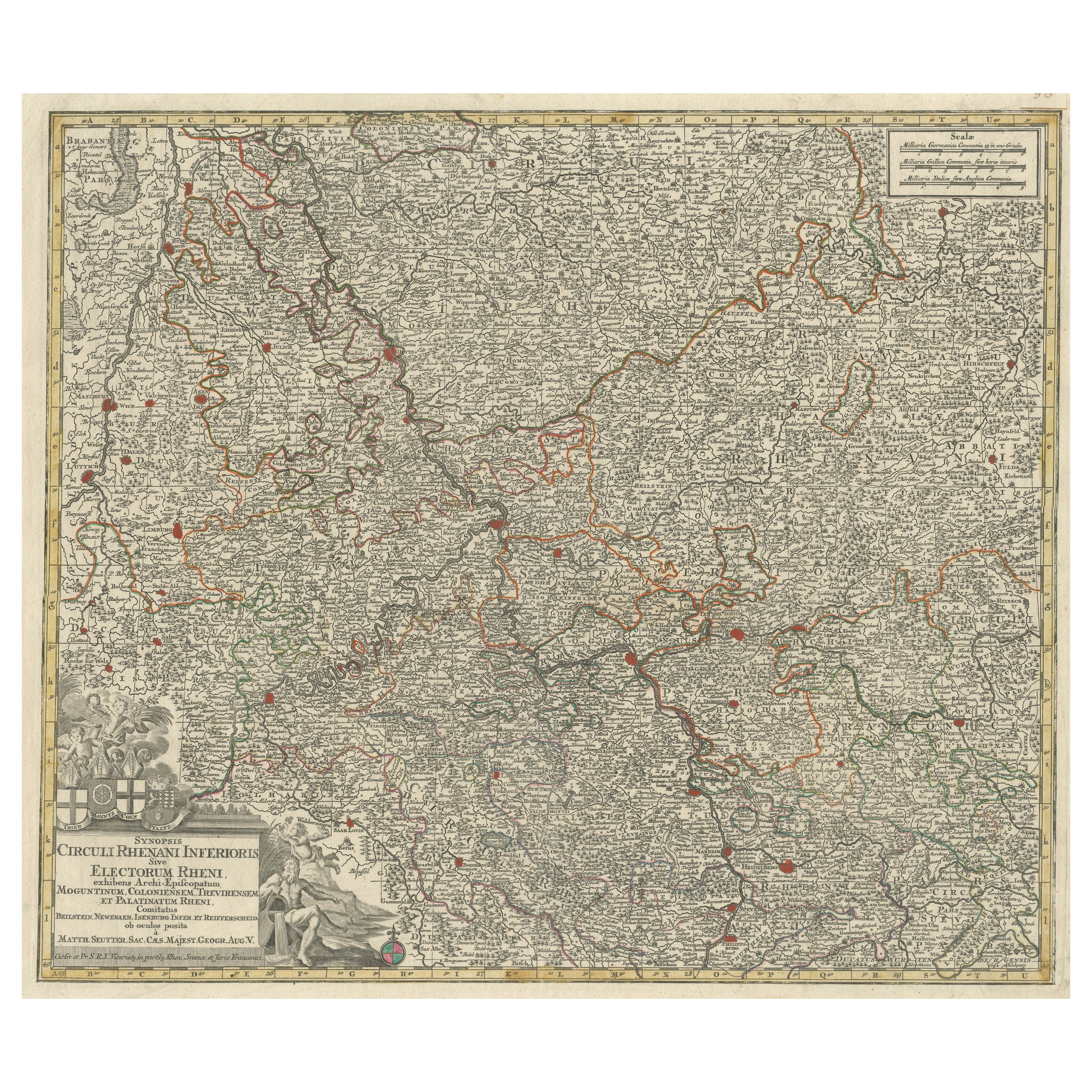 Antique Map of Trier, Mainz, Cologne and surroundings, Germany
