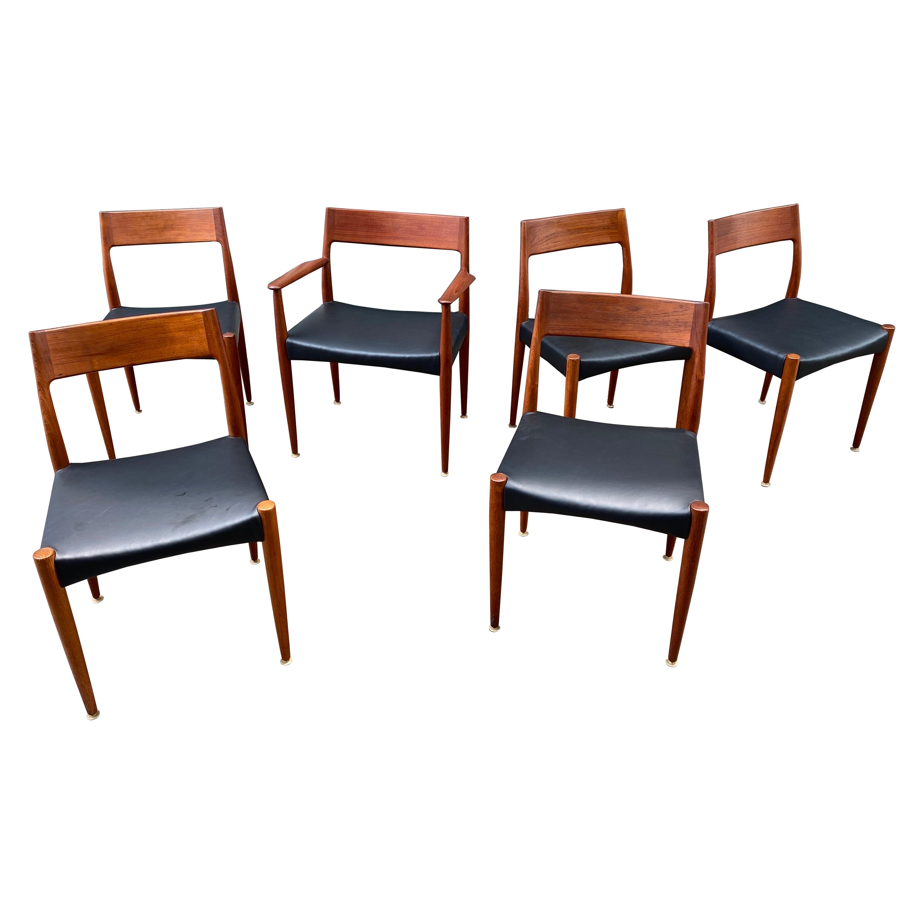 Ensemble de 6 chaises de salle à manger Arne Hovmand-Olsen en vente