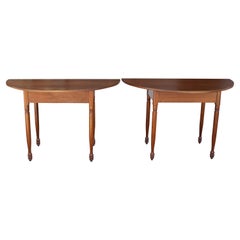 Antique Pair of Country Demi-lune Tables