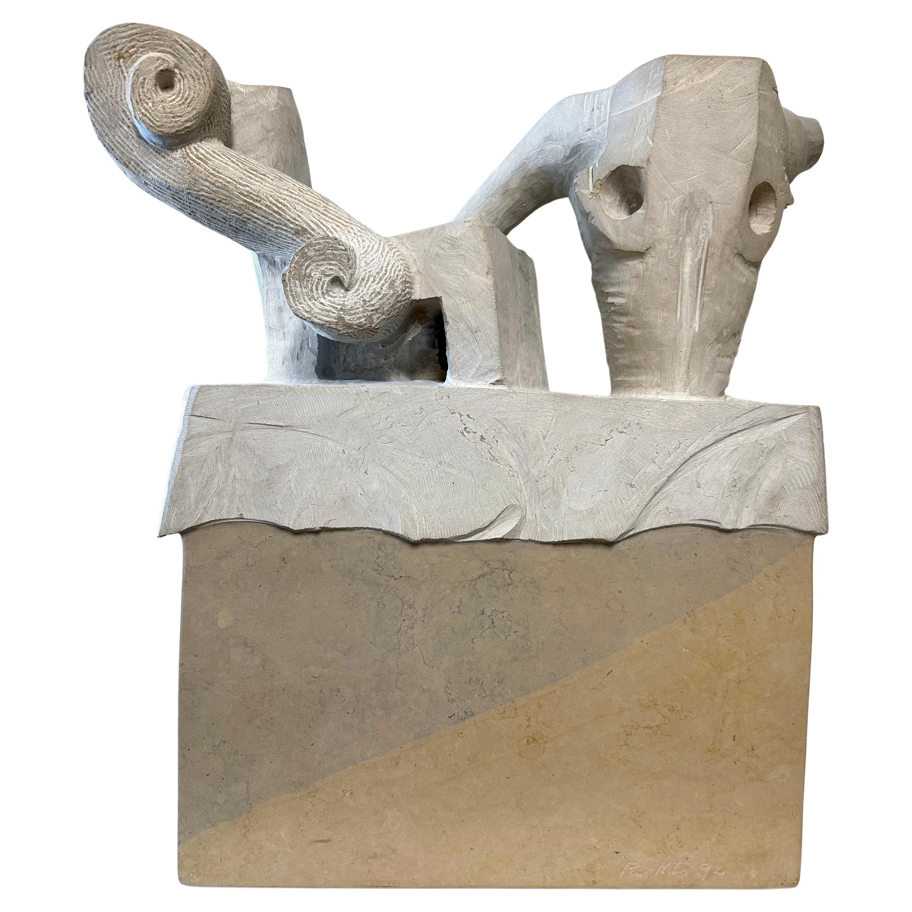 Rui Matos Carved Limestone Sculpture, circa 1994 For Sale