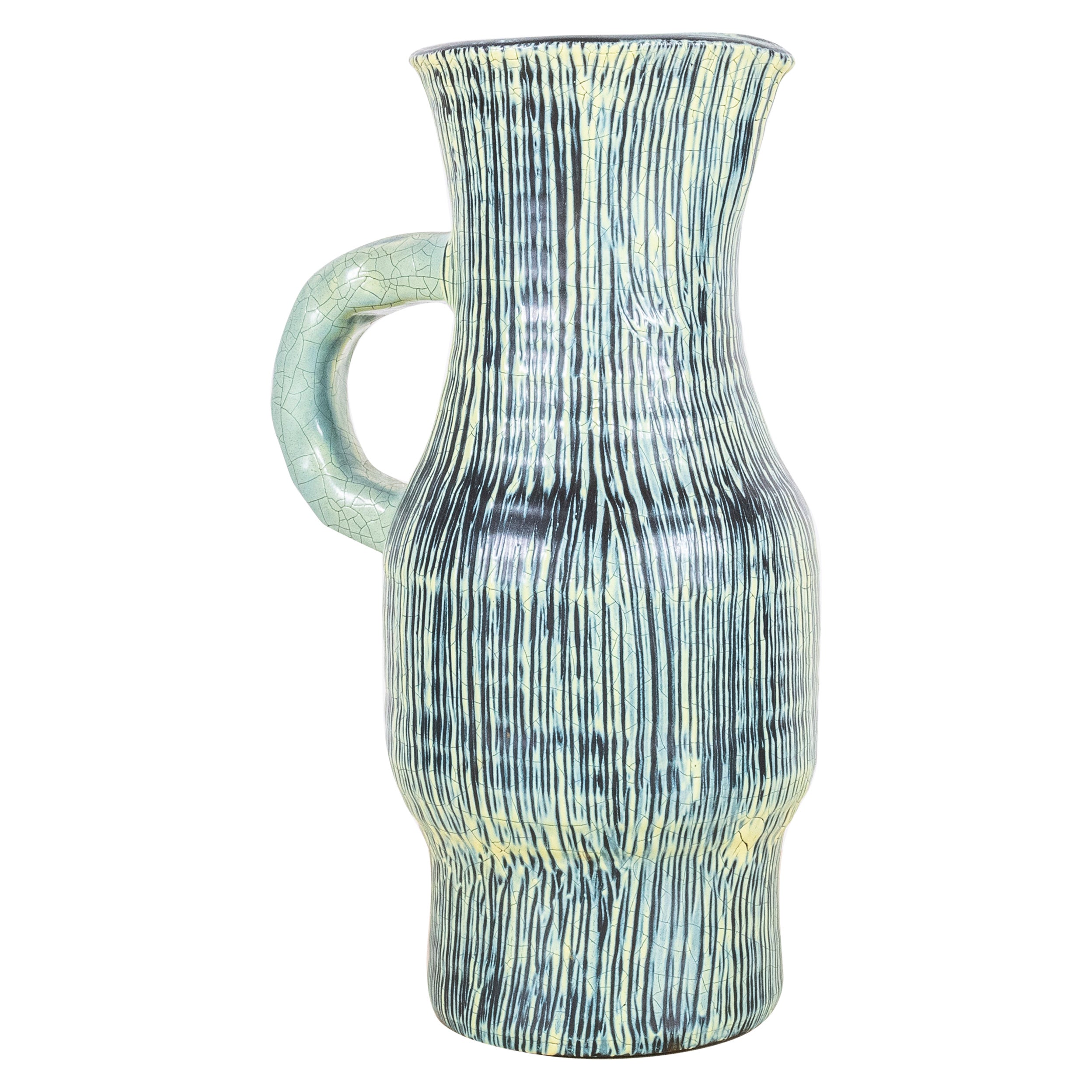 Rare Glazed Turquoise Ceramic Accolay Pitcher