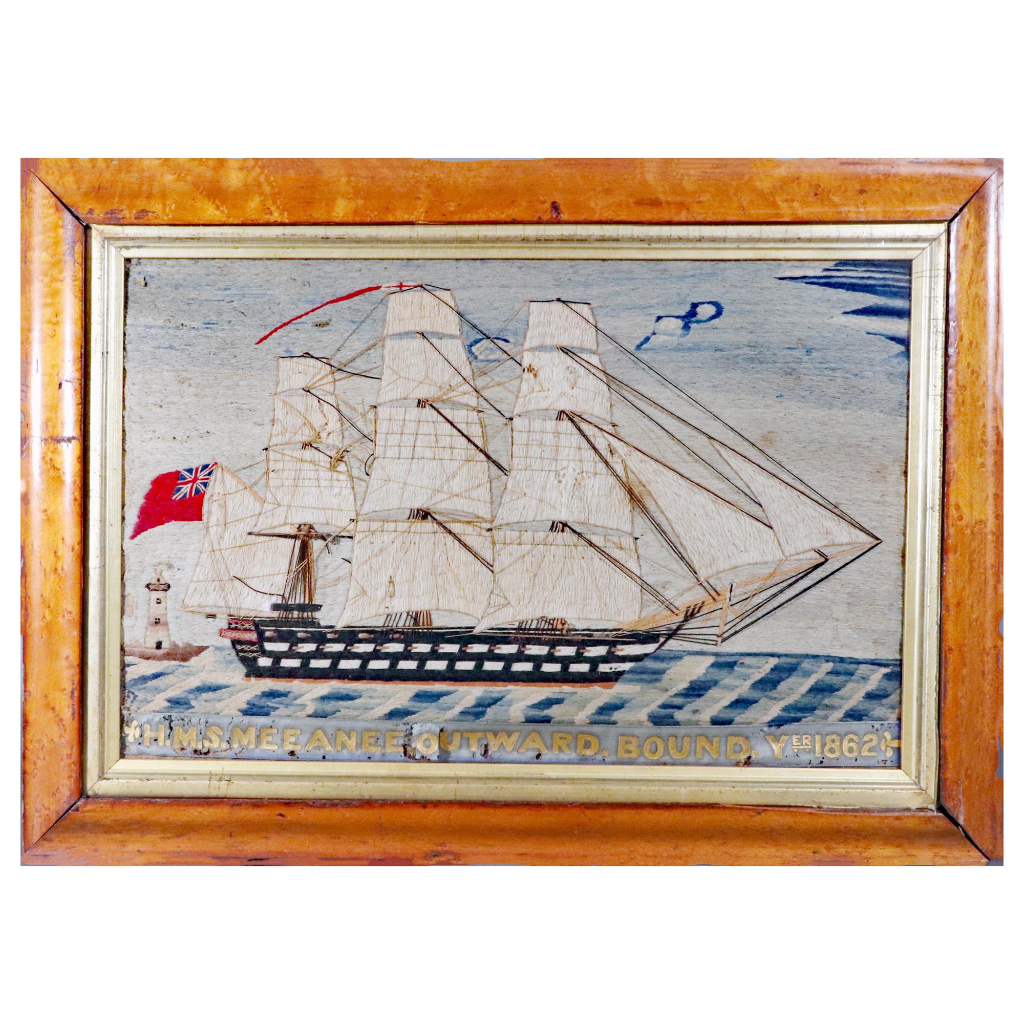 Sailor's Woolwork of HMS Meeanee Outward Bound, Year 1862 For Sale