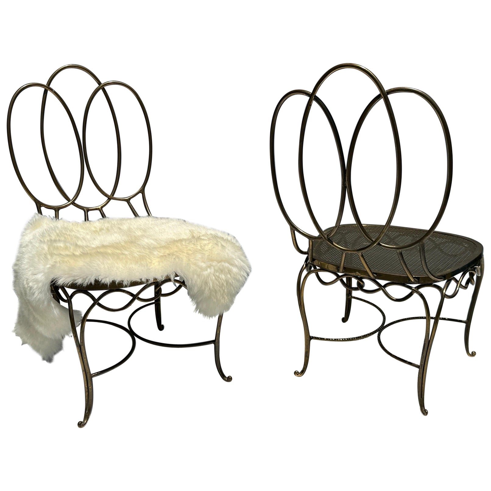 Pair of French Bronze Low Parlour Chairs For Sale