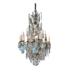Antique Palatial 19th Century French Louis XV Gilt Bronze & Crystal 16-Light Chandelier