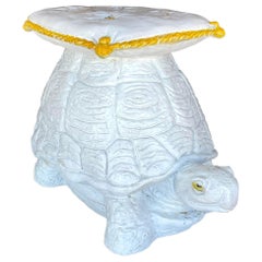 Vintage Regency Glazed Ceramic Turtle Stool