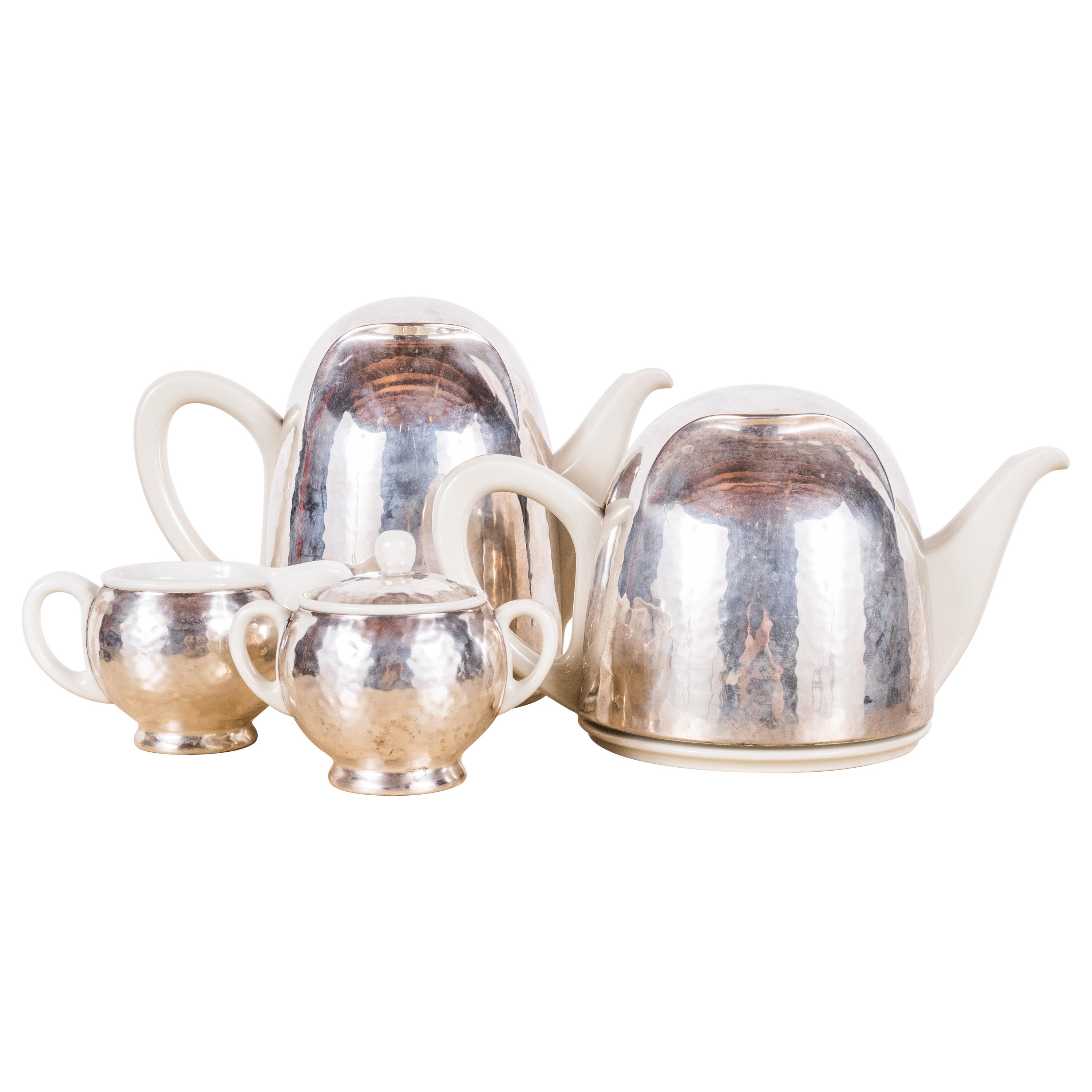 Bauhaus Hutschenreuther Selb Silver-clad Tea and Coffee Set For Sale