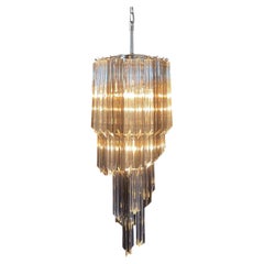 Vintage Sophisticated Murano Chandelier – 54 quadriedri prisms transparent and smoked